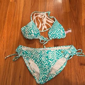NWOT Raisins aqua and white bikini